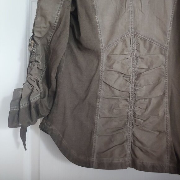 XCVI Womens Military Green Utility Full Zip Grunge Gorpcore Jacket M Stretch - Picture 9 of 12